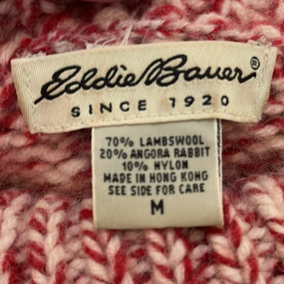 Eddie Bauer Mock Neck Chunky Knit Sweater Womens Medium Angora Rabbit Lambs Woom - Picture 8 of 11